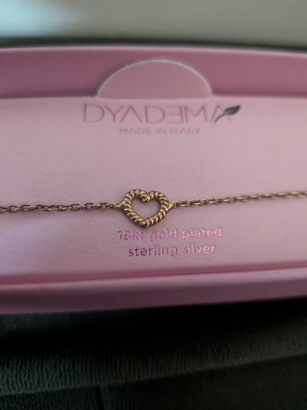 DYADEM Italy 18K Gold Plated Sterling Silver Twisted Heart Chain Bracelet ✨